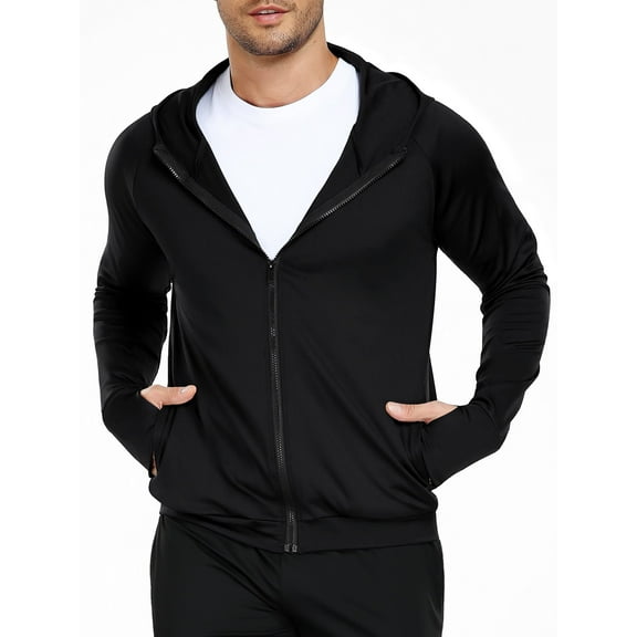 Cadmus Men's Full Zip Hoodie Jacket Sportswear Hooded Workout Track Running Jacket with Pockets