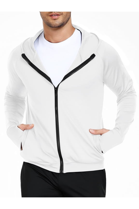 Men's Full Zip Hoodie Jacket Sportswear Hooded Workout Track Running Jacket with Pockets