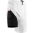 thumbnail image 1 of Cadmus Mens 2-in-1 Dry Fit Running Shorts with Liner, 9" Inseam Gym Basketball Shorts, Deep Pockets,#50, White,M, 1 of 5