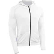 Cadmus Men's UPF 50+ Sun Protection Long Sleeve Shirts Lightweight Full Zip Athletic Jackets with Hood & Pockets,White,Small