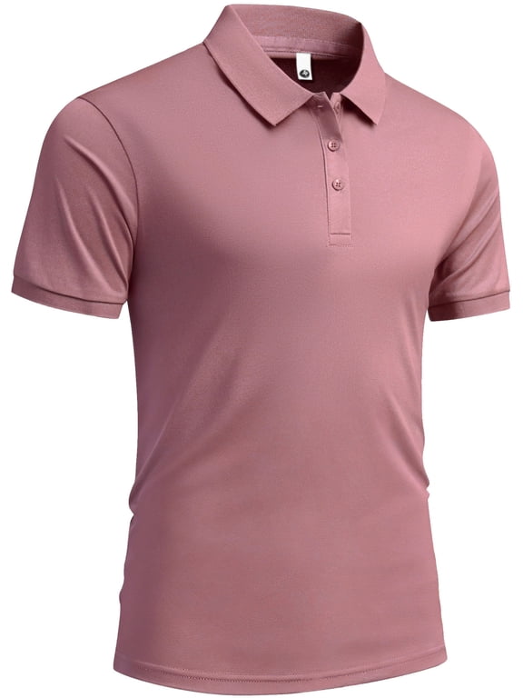Mens Polo Shirt Short Sleeve Quick Dry Shirts Golf Polos Collared Work Shirts for Men,8808,Red,L