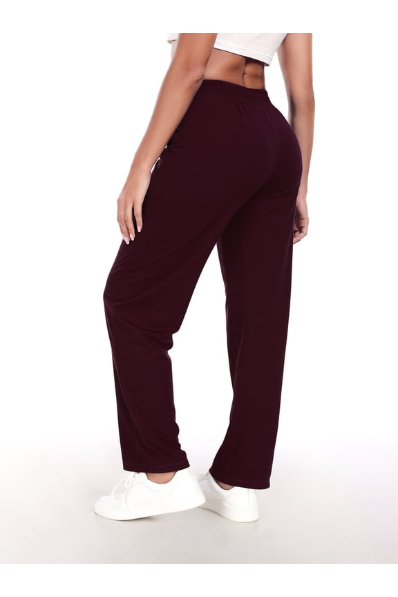 Womens High Waist Sweatpants for Women Drawstring Comfy Soft Athleisure Trouser Business Work Casual Pants with Pockets,Wine Red,Medium