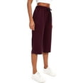thumbnail image 1 of Cadmus Women's 15'' Long Bermuda Shorts Below The Knee Capri Sweatpants Loose Comfy Athletic Shorts with Pockets,Wine Red,Large, 1 of 6