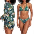 thumbnail image 1 of Cadmus Women's 3 Piece Swimsuits Tropical Print Bikini Set with Cover Up,010, Medium, 1 of 8