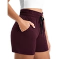 thumbnail image 1 of Cadmus Women's 4" Inseam Summer Performance Shorts Comfy Drawstring Running Athletic Shorts with Pockets,Wine Red,Large, 1 of 11