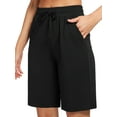 thumbnail image 1 of Cadmus Women's 9'' Bermuda Shorts Casual Loose Comfy Drawstring Athletic Shorts with Pockets,Black,Large, 1 of 7