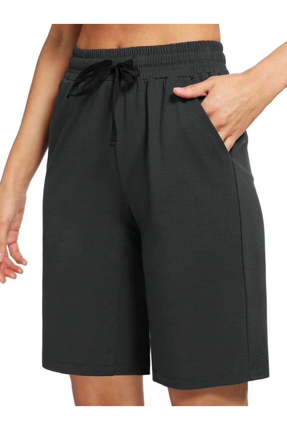 Women's 9'' Bermuda Shorts Casual Loose Comfy Drawstring Athletic Shorts with Pockets,Grey,XX-Large
