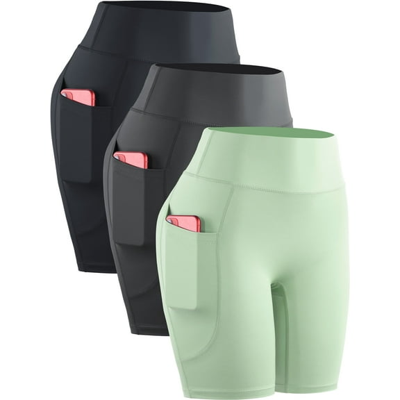 Cadmus Women's No Front Seam Biker Shorts Naked Feeling 7.5'' High Waisted Yoga Workout Running Spandex Shorts with Deep Pocket