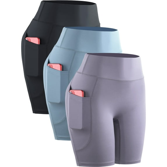 Cadmus Women's No Front Seam Biker Shorts Naked Feeling 7.5'' High Waisted Yoga Workout Running Spandex Shorts with Deep Pocket