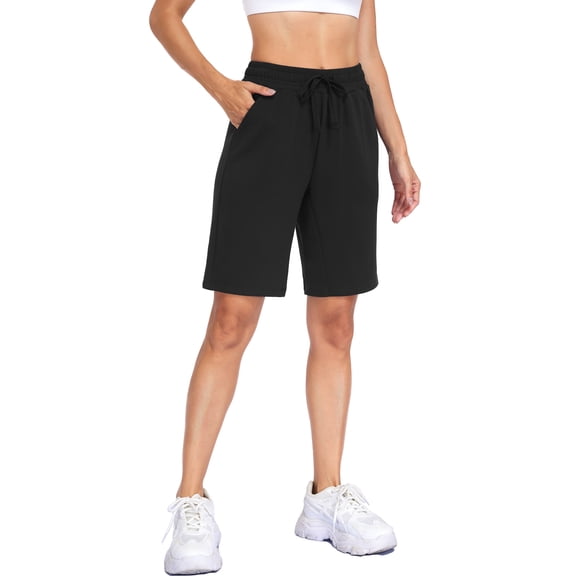 Cadmus Women's Casual Comfy 9" Bermuda Shorts Yoga Walking Running Drawstring Shorts with Pockets