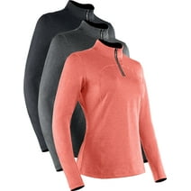 Cadmus Women's Compression Long Sleeve Shirts for Running Hiking Tights, 3 Pack, Black & Grey & Orange, 2XL
