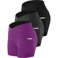 thumbnail image 1 of Cadmus Women's High Waist Tummy Control Yoga Shorts Spandex Compression Biker Shorts Side Pockets,3 Pack, 1 of 8