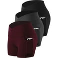 thumbnail image 1 of Cadmus Women's High Waist Tummy Control Yoga Shorts Spandex Compression Biker Shorts Side Pockets,3 Pack, 1 of 8
