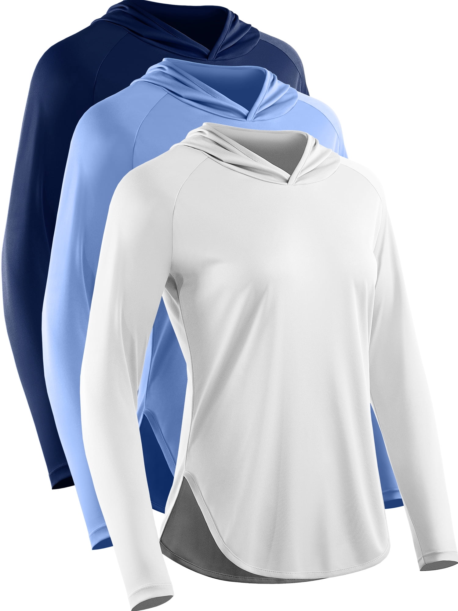 Cadmus Women's 3 Pack Workout Long Sleeve shirts UPF 50+ Sun Protection Dry Fit Running Shirts with Hoods