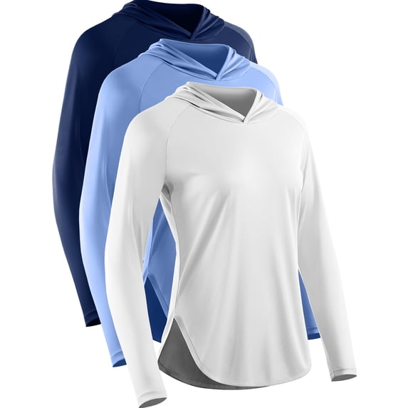 Cadmus Women's 3 Pack Workout Long Sleeve shirts UPF 50+ Sun Protection Dry Fit Running Shirts with Hoods