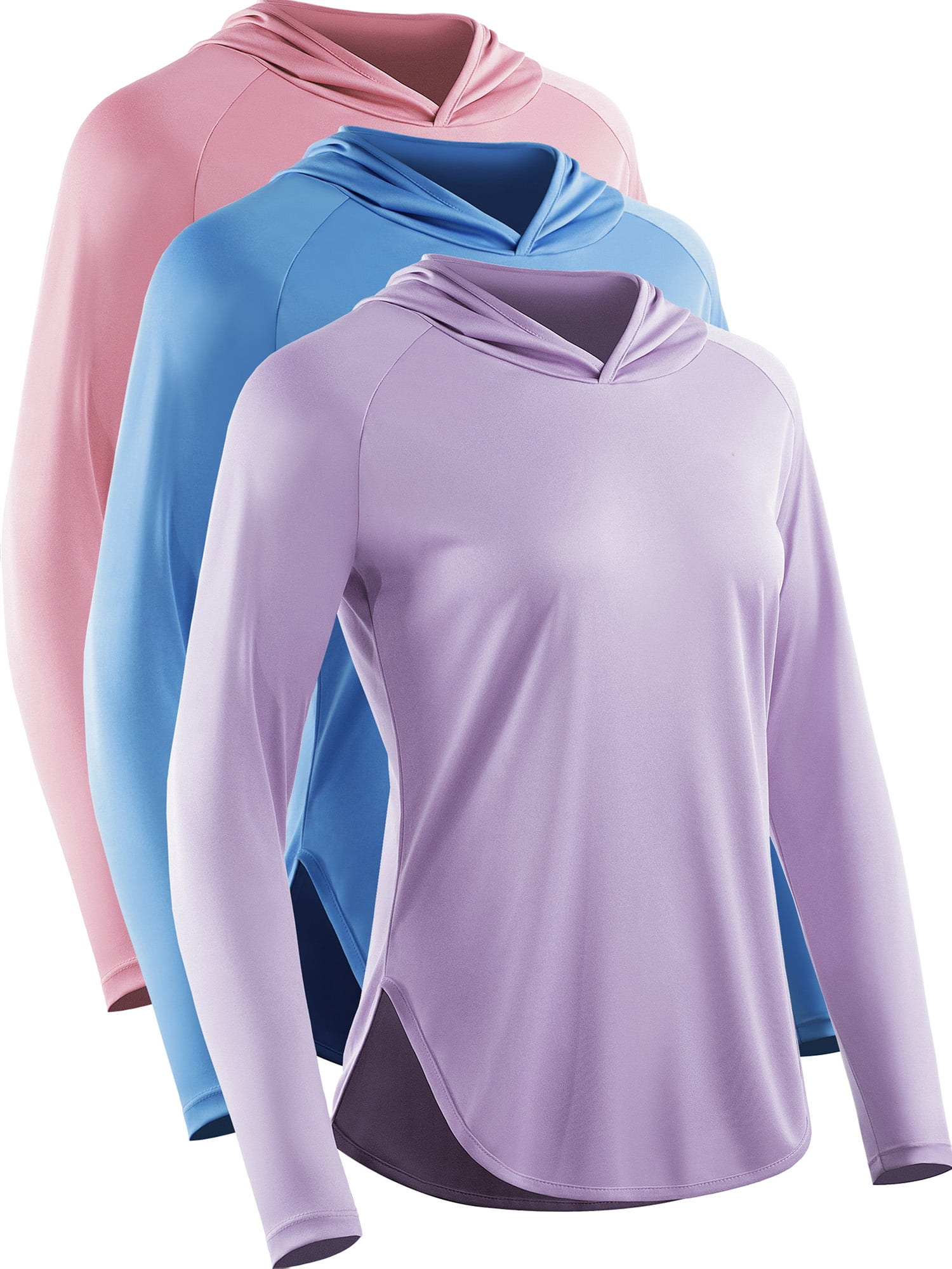 Cadmus Women's 3 Pack Workout Long Sleeve shirts UPF 50+ Sun Protection Dry Fit Running Shirts with Hoods