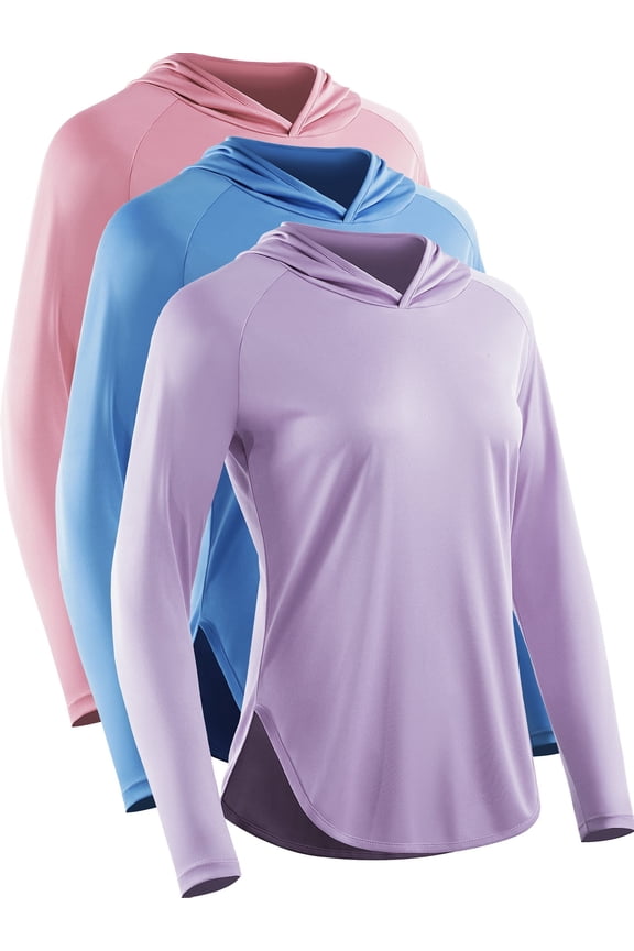 Women's 3 Pack Workout Long Sleeve shirts UPF 50+ Sun Protection Dry Fit Running Shirts with Hoods
