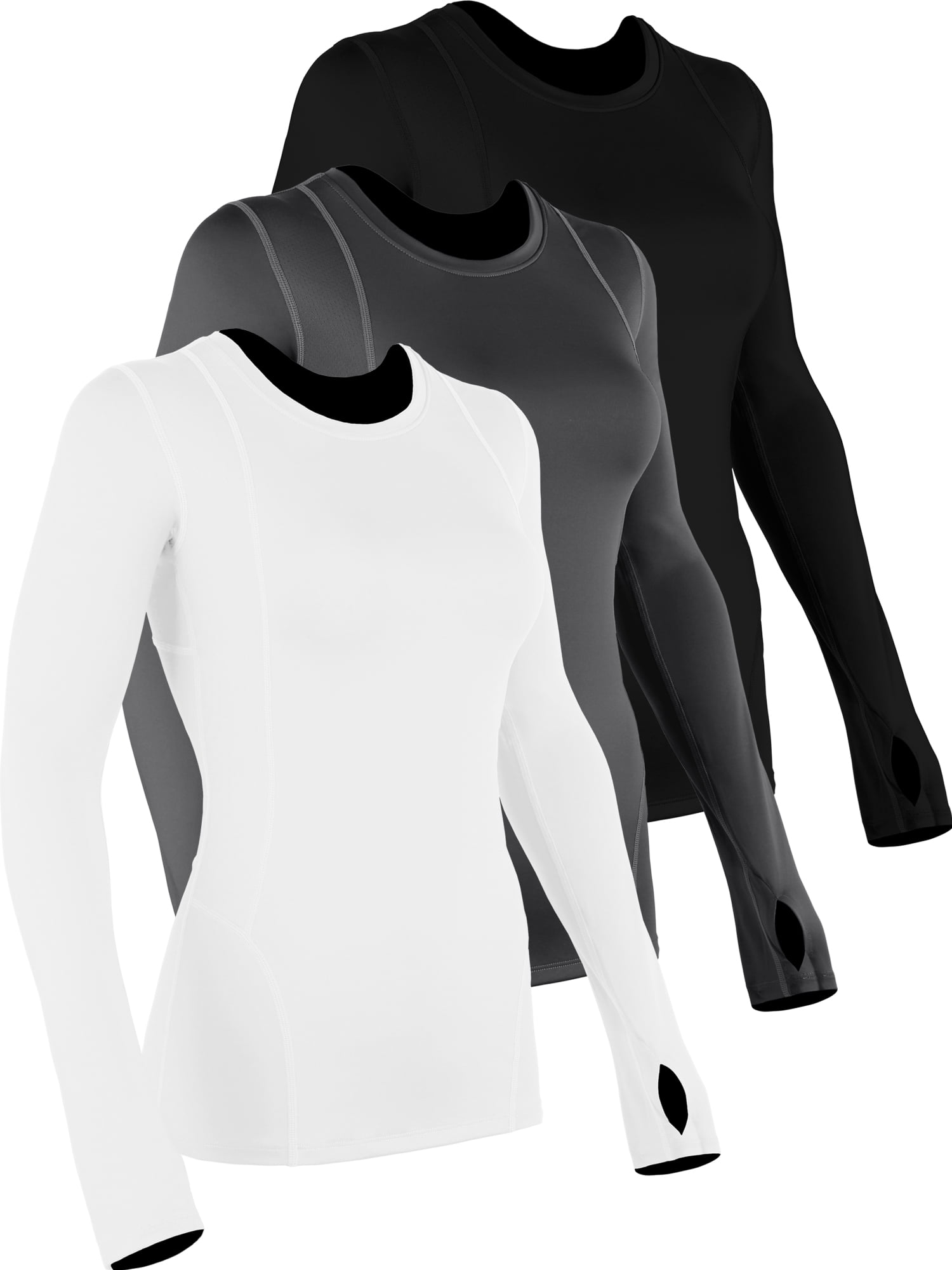  CADMUS Womens 3 Pack Compression Shirts Long Sleeve Yoga  Athletic Running T Shirt