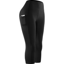 Cadmus Women's Workout Pant 20" High Waist Compression Leggings Capri for Yoga Running Deep Pockets, Black, XL