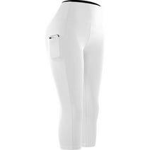 Cadmus Women's Workout Pant 20" High Waist Compression Leggings Capri for Yoga Running Deep Pockets, White, M