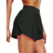 CADMUS Womens Athletic Running Shorts Lightweight High Split Comfy Liner for Gym Workout Track,1 Pack,Black,L