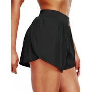 Cadmus Womens Athletic Running Shorts Lightweight High Split Comfy Liner for Gym Workout Track,1 Pack,Black,L