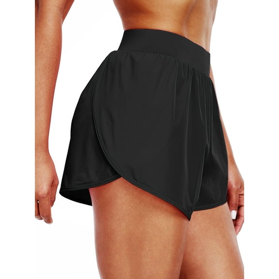 Cadmus Womens Athletic Running Shorts Lightweight High Split Comfy Liner for Gym Workout Track,1 Pack,Black,M