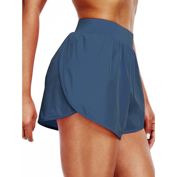 Cadmus Womens Athletic Running Shorts Lightweight High Split Comfy Liner for Gym Workout Track,1 Pack,Navy Blue,2XL