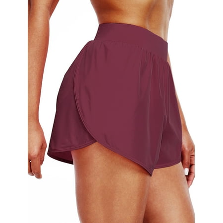 Cadmus Womens Athletic Running Shorts Lightweight High Split Comfy Liner for Gym Workout Track,1 Pack,Wine Red,L