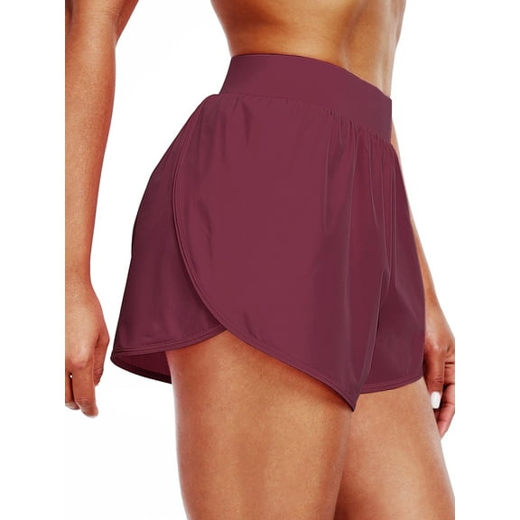 Cadmus Womens Athletic Running Shorts Lightweight High Split Comfy Liner for Gym Workout Track,1 Pack,Wine Red,S