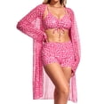 thumbnail image 1 of Cadmus Womens 3 Piece Bikini Set Geometric Print Bathing Suit Drawstring Swimsuit with Cover Ups Kimono,012, Small, 1 of 6