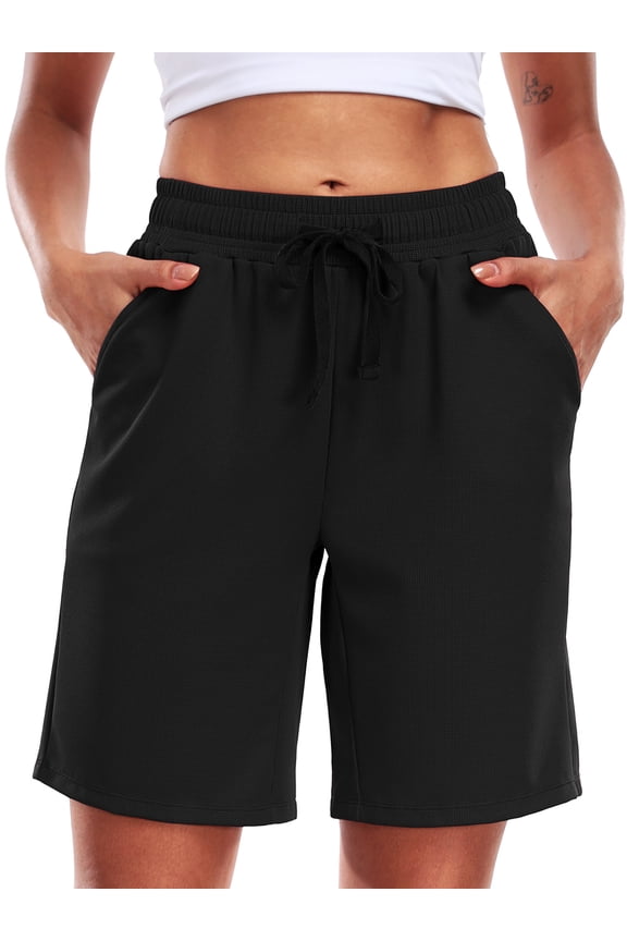 Womens 9" Hiking Shorts Quick Dry Athletic Shorts for Women Casual Running Shorts with Pockets