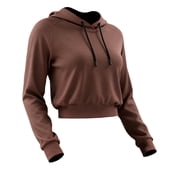 Womens Comfy Cropped Hoodie Long Sleeve Drawstring Hooded Sweatshirt Basic Workout Casual Pullover