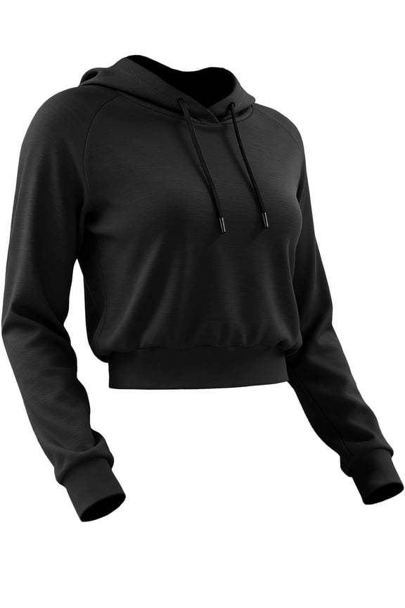Womens Comfy Cropped Hoodie Long Sleeve Drawstring Hooded Sweatshirt Basic Workout Casual Pullover
