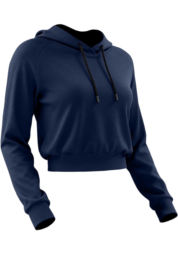 Womens Comfy Cropped Hoodie Long Sleeve Drawstring Hooded Sweatshirt Basic Workout Casual Pullover