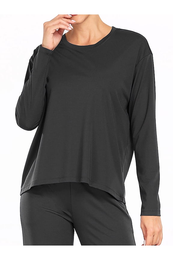 Womens Loose Workout Tops Long Sleeve Tee Shirts Athletic Shirts Casual Comfy Sun Protection Activewear Tops for Gym Running Yoga