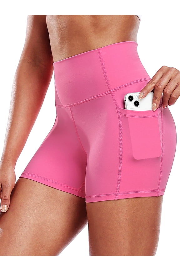 Womens High-Waist Stretch Yoga Shorts Ultra Soft Naked Feeling Workout Shorts with Lycra Fabric for Running & Gym