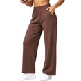 thumbnail image 1 of Cadmus Womens Plus Size High Waist Stretch Wide Leg Lounge Pants Loose Fit Yoga Workout Sweatpants with Pockets, Dark Brown, 2XL, 1 of 9