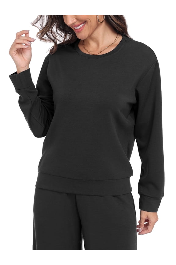 Womens Soft Crewneck Sweatshirt Long Sleeve Workout Casual Pullover Basic Fall Shirts