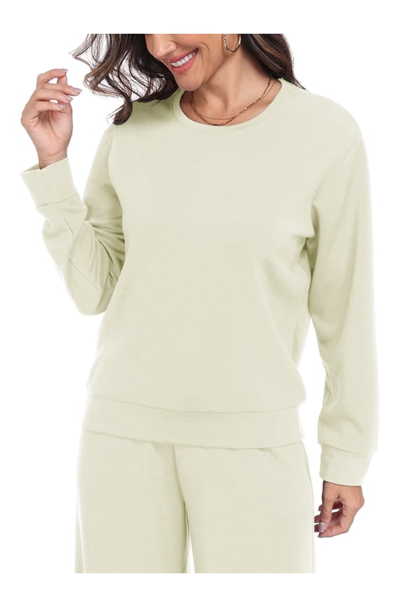 Womens Soft Crewneck Sweatshirt Long Sleeve Workout Casual Pullover Basic Fall Shirts