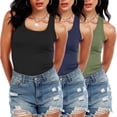 thumbnail image 1 of Cadmus Womens Workout Tank Tops Scoop Neck Summer Sleeveless Basic Shirt Ribbed Racerback Blouses, 1 of 7
