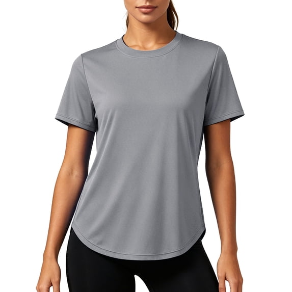 Cadmus Womens Workout Tops Short Sleeve Hip Length Crewneck Basic Tee Shirts UPF 50+ Dry Fit
