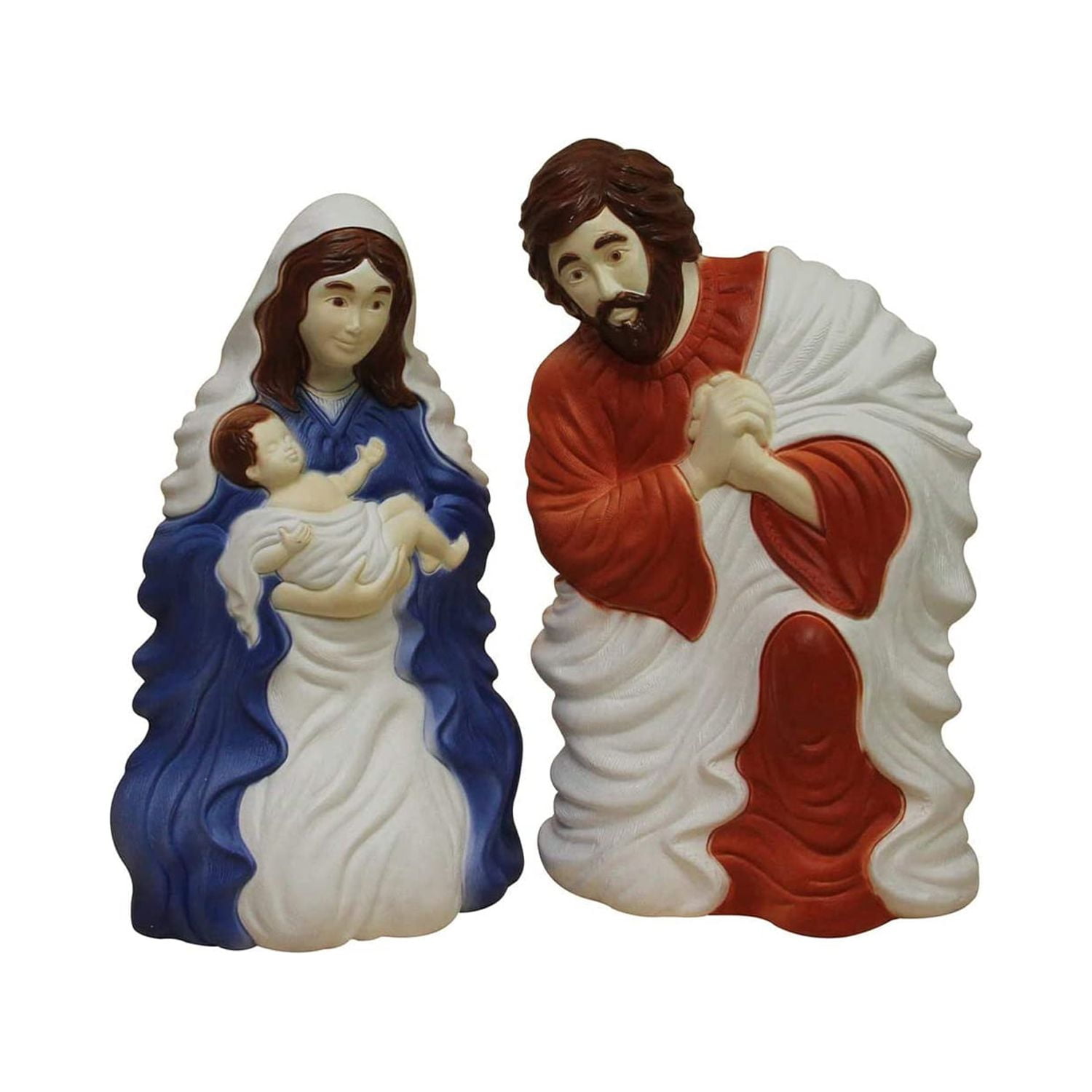 28" LED Light-Up Nativity Set in Blue, Red, and White Blow Mold