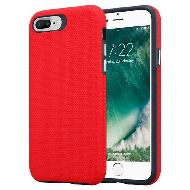 Cadorabo Case for Apple iPhone 6 PLUS / 6S PLUS / 7 PLUS / 7S PLUS / 8 PLUS in CARNATION RED - Outdoor Hybrid Cover Extra Grip