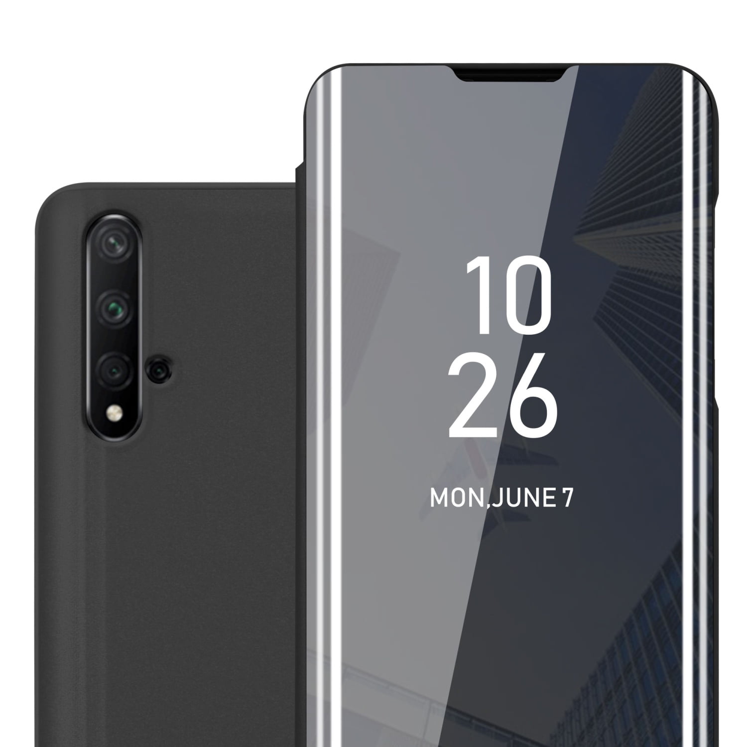 Custodia Cadorabo Per Honor 20 / 20S / Huawei Nova 5T - Bicolore Rosso E Nero Con Retro In Vetro Temperato E Bordo TPU