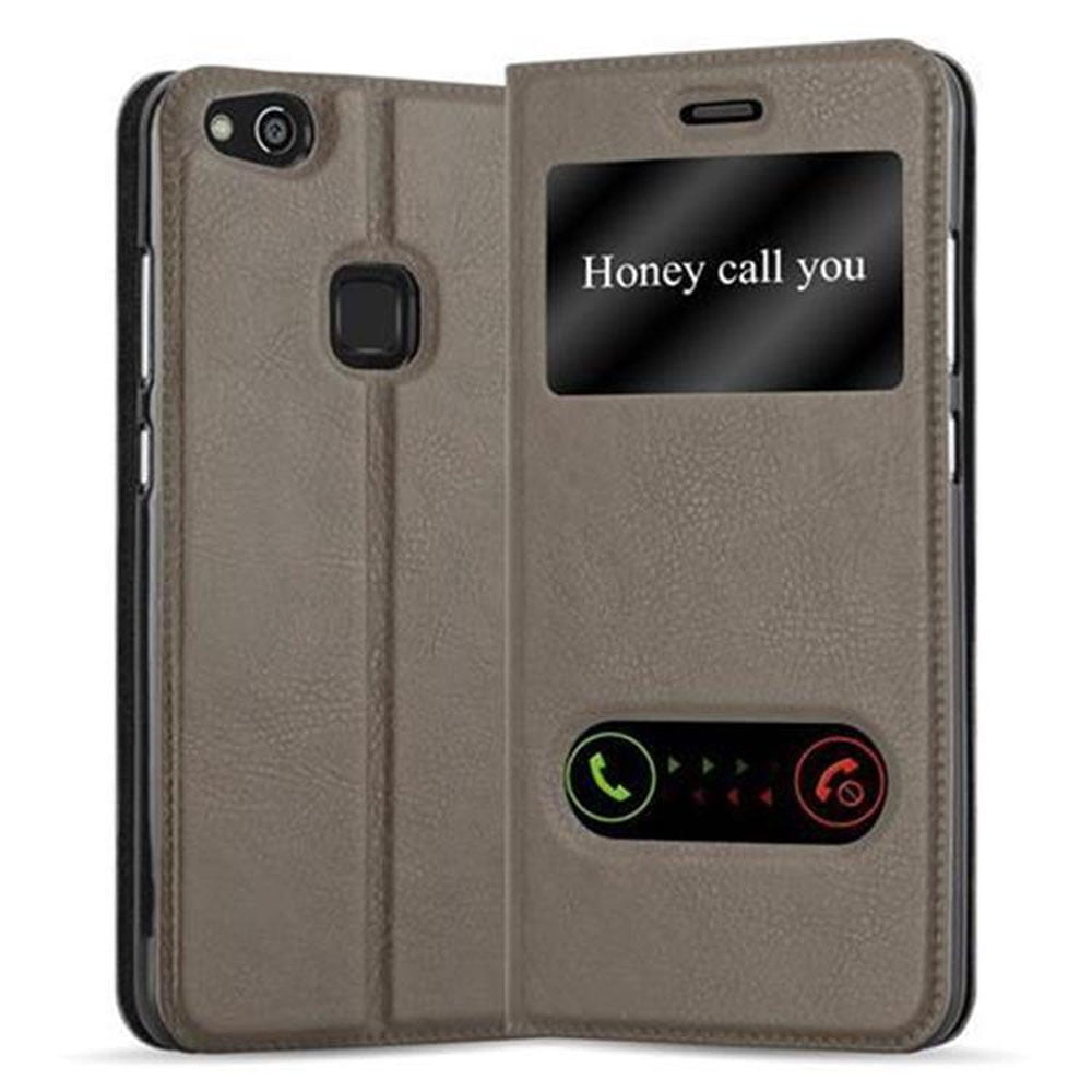 Cadorabo Custodia Libro per Huawei P10 LITE in ORO ROSATO NERO - con Vani di Carte, Funzione Stand e Chiusura Magnetica - Portafoglio Cover Case Wallet Book Etui Protezione
