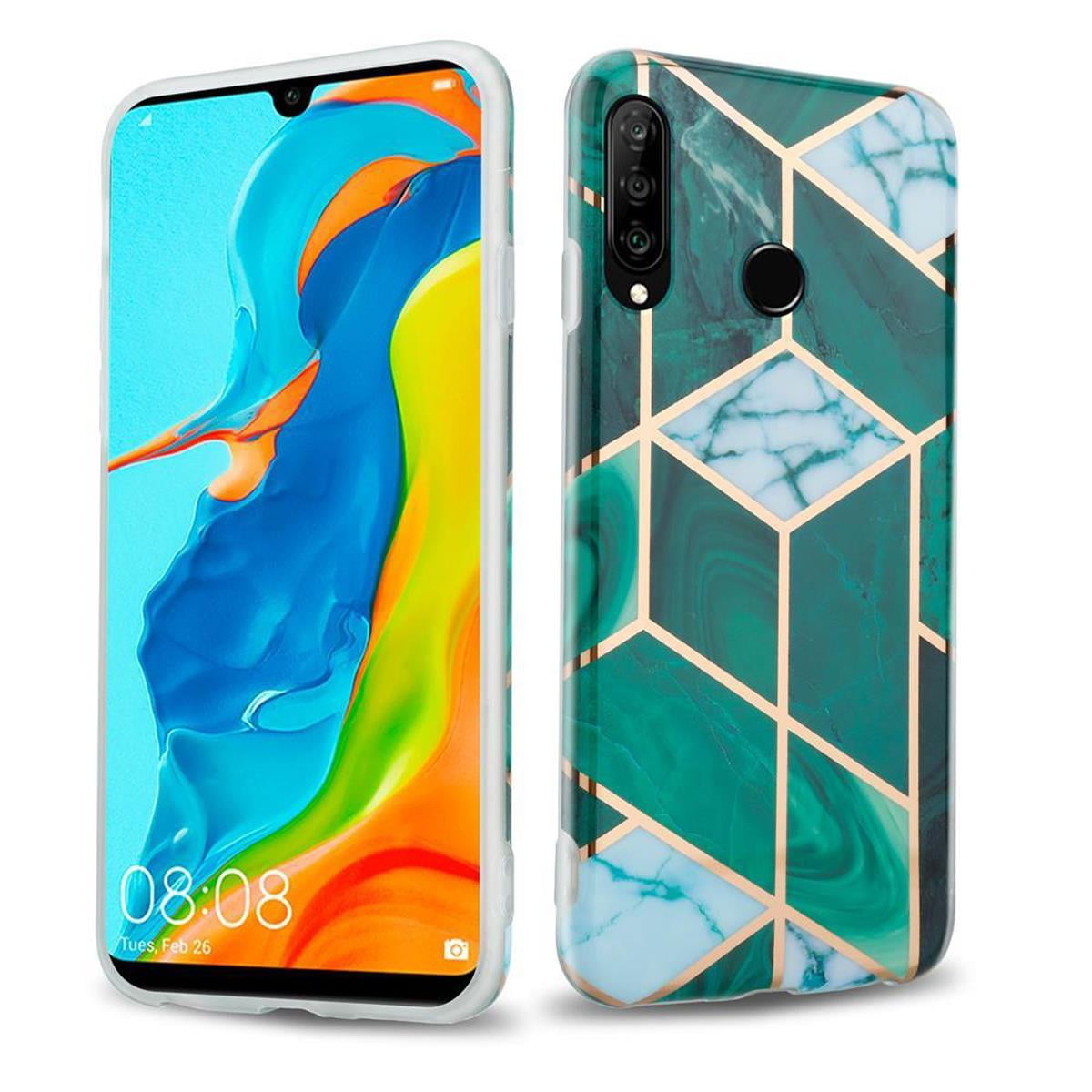 Cadorabo Custodia compatibile con Huawei P20 in Glossy Viola - Oro - Coperchio protettivo in silicone TPU flessibile e con protezione per la fotocamera