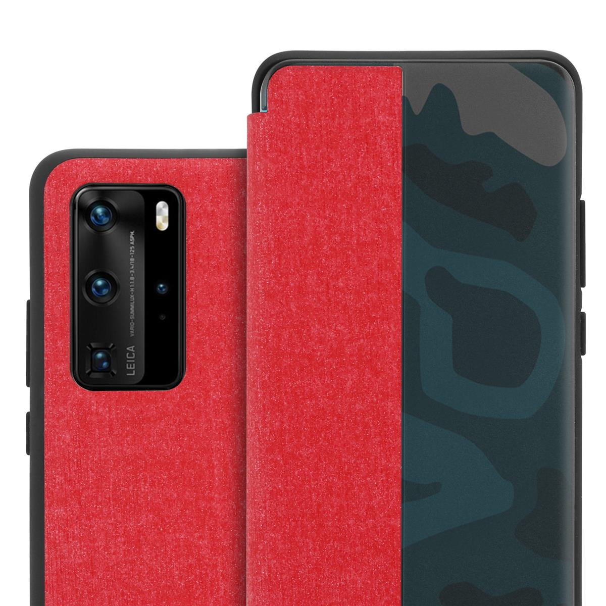 Cadorabo Cover Bicolore Per Huawei P40 Pro / P40 Pro+ - Silicone TPU Blu E Retro In Vetro Temperato Nero - 5