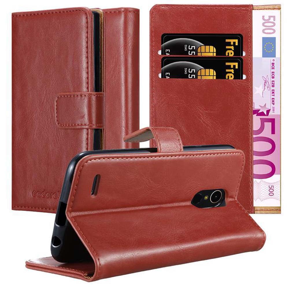 Custodia Cadorabo A Libretto Con Chiusura Magnetica Per LG K10 2017 - Colore Marrone Caffè, In Similpelle, Con Slot Per Carte