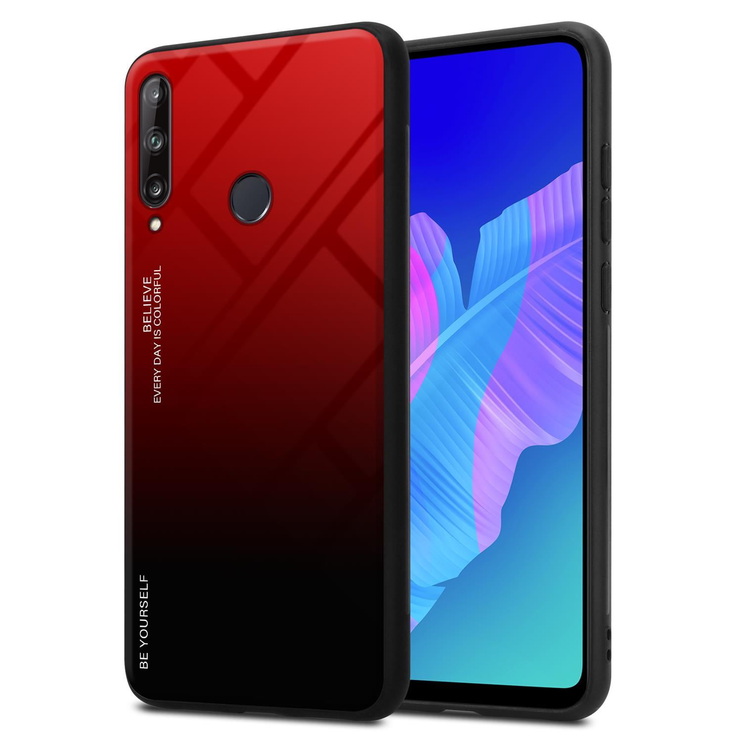 Cadorabo Cover Per Huawei P40 Lite E – Bicolore Rosa E Blu – Silicone TPU E Retro In Vetro Temperato